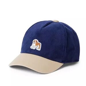 Janie and Jack Navy Blue and Beige Corduroy Puppy Patch Baseball Hat